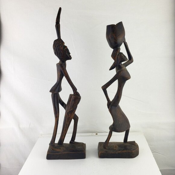 Other - African Wooden Carved Figures Man Woman
